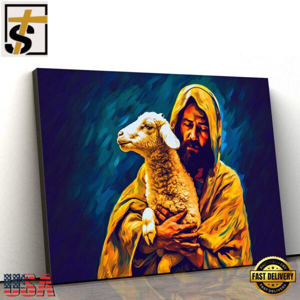 Jesus Holding The Lamb Van Gogh Style Jesus Canvas Pictures