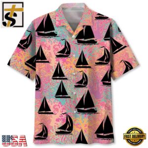 Sailing Pink Hawaiian Shirt, Beach Hawaiian Shirt, Summer Aloha Shirt, Hawaiian Men Women